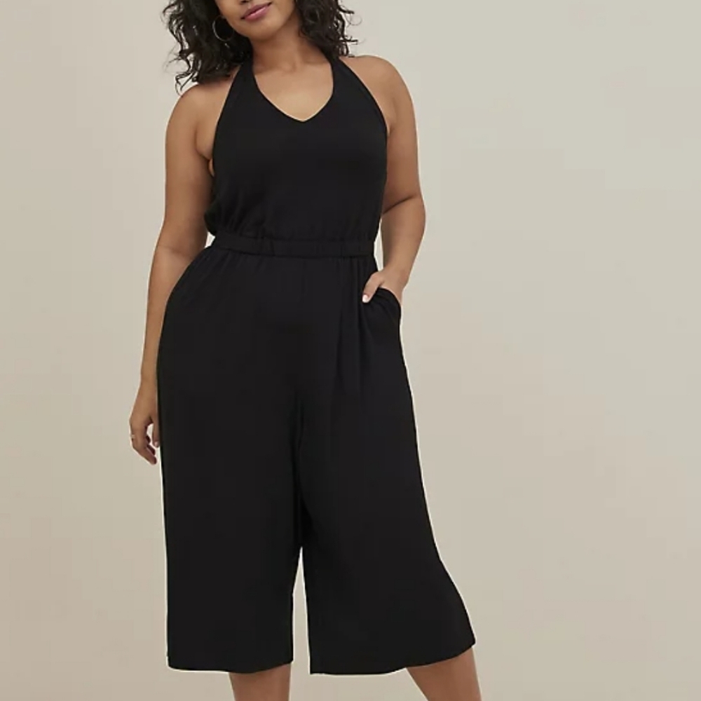 🆕️ 1X HALTER CULOTTE JUMPSUIT - SUPER SOFT - BLACK